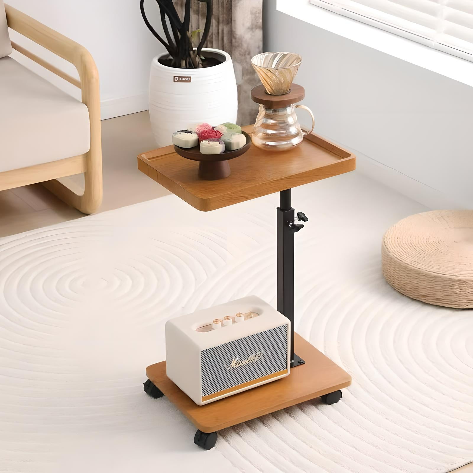 Adjustable Rolling Cart Multi-Purpose Table Tray