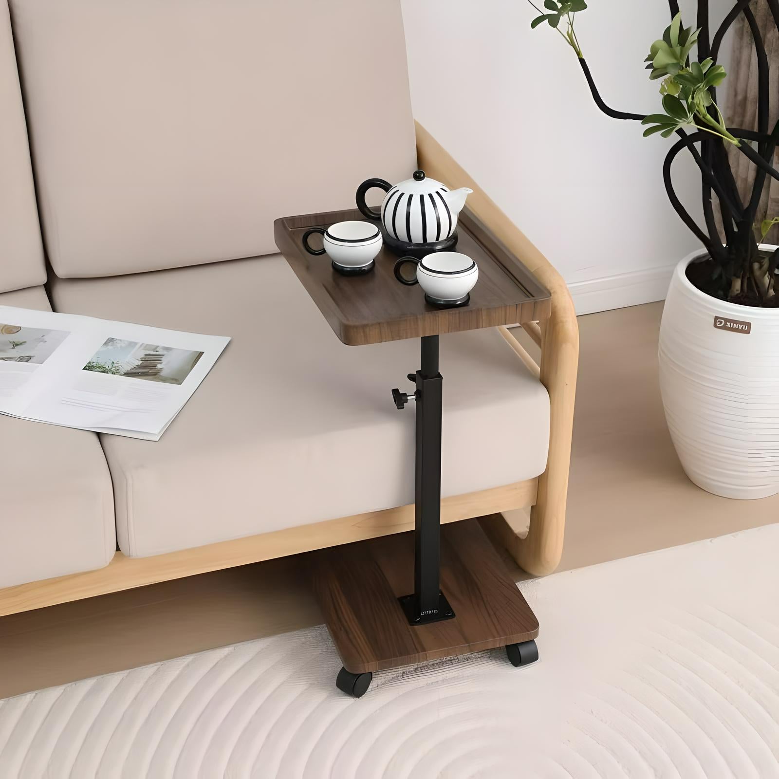 Adjustable Rolling Cart Multi-Purpose Table Tray