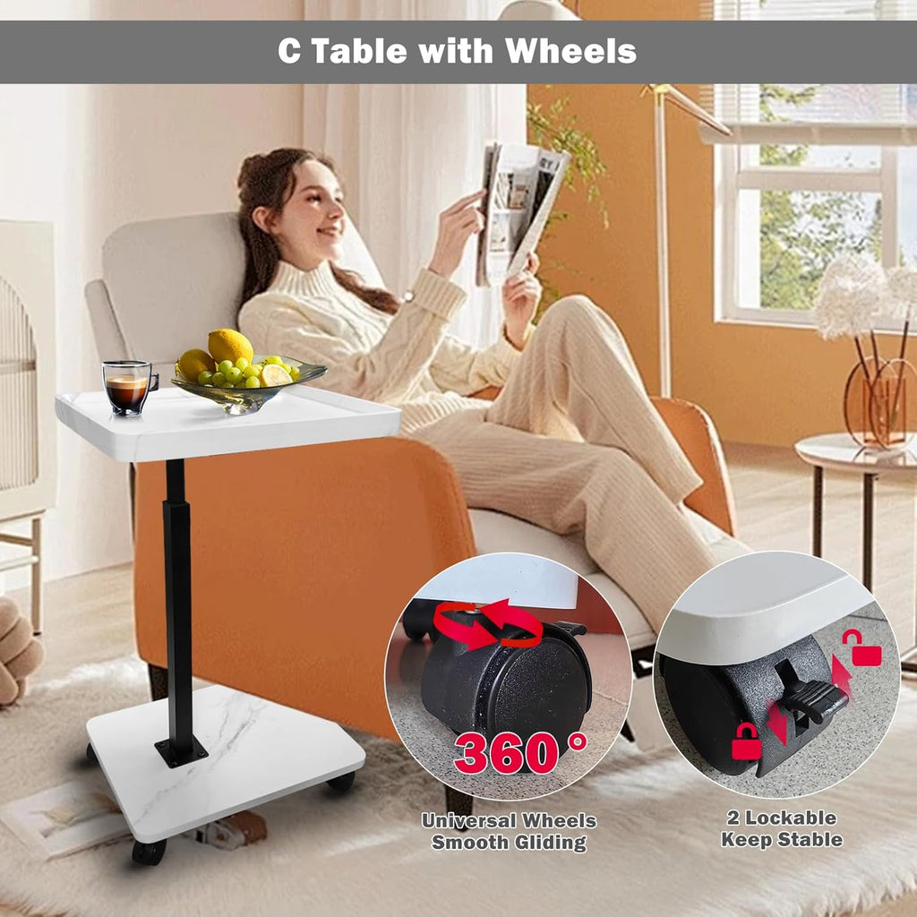 Adjustable Rolling Cart Multi-Purpose Table Tray