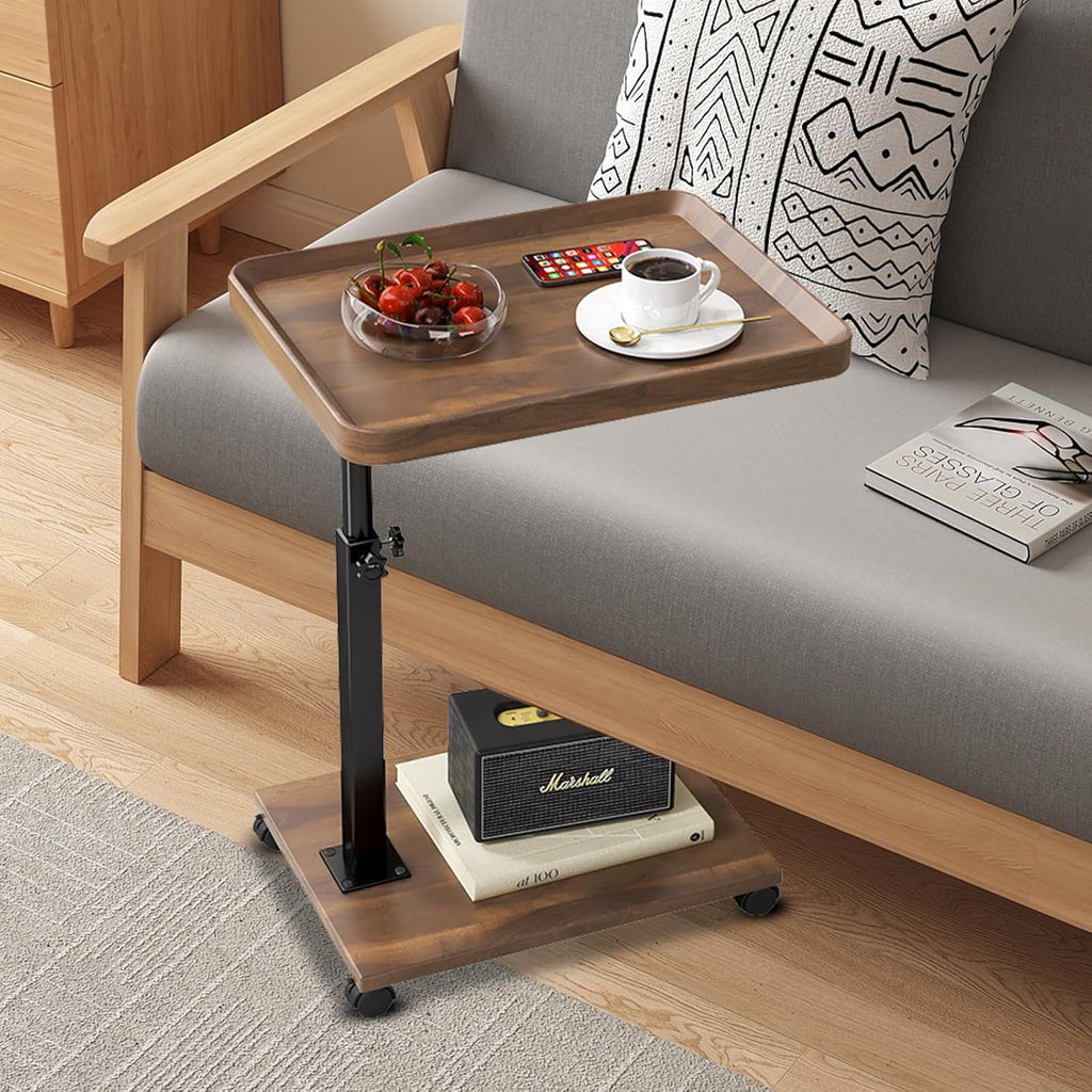 Adjustable Rolling Cart Multi-Purpose Table Tray