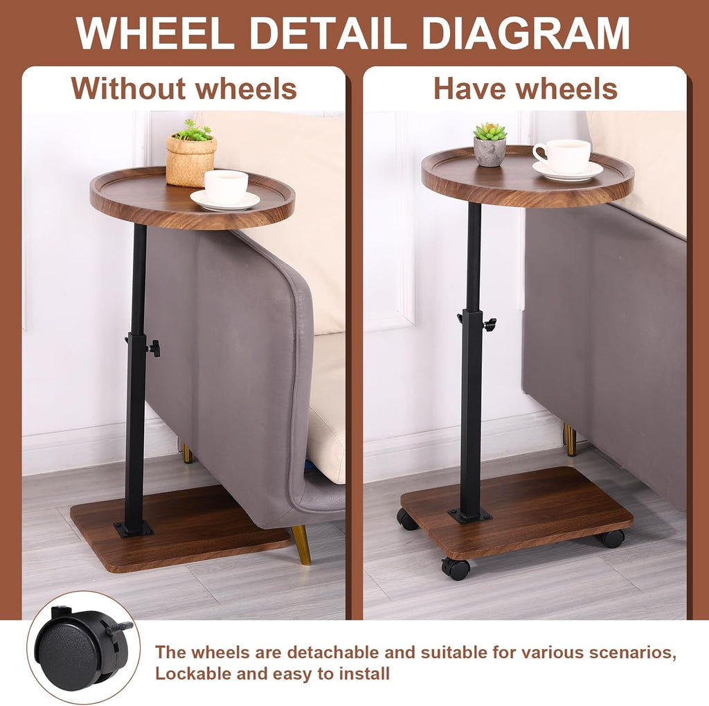 Adjustable Rolling Cart Multi-Purpose Table Tray
