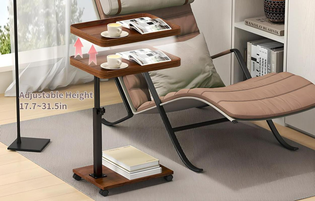 Adjustable Rolling Cart Multi-Purpose Table Tray