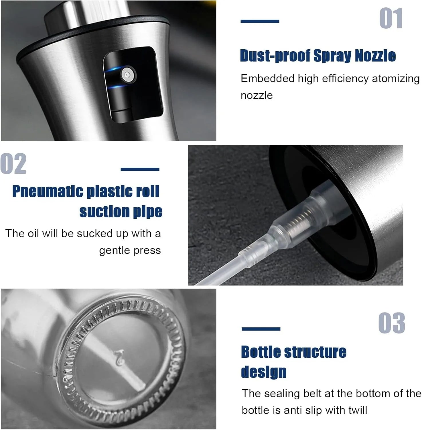 Cooking Oil Spray Bottle Fine Mist Sprayer For Your Favorite Cooking or Salad Oil With Stainless Steel Dispenser