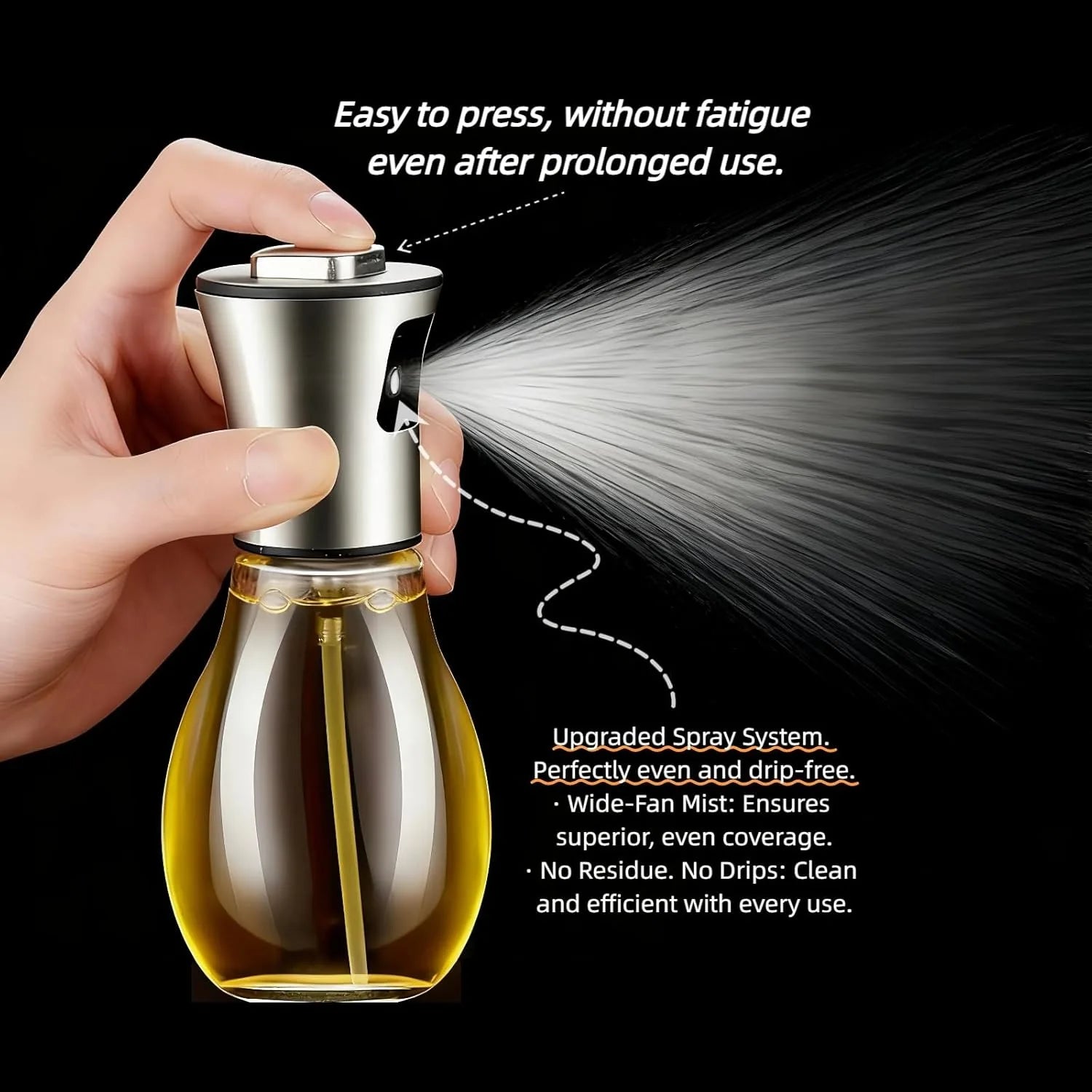 Cooking Oil Spray Bottle Fine Mist Sprayer For Your Favorite Cooking or Salad Oil With Stainless Steel Dispenser