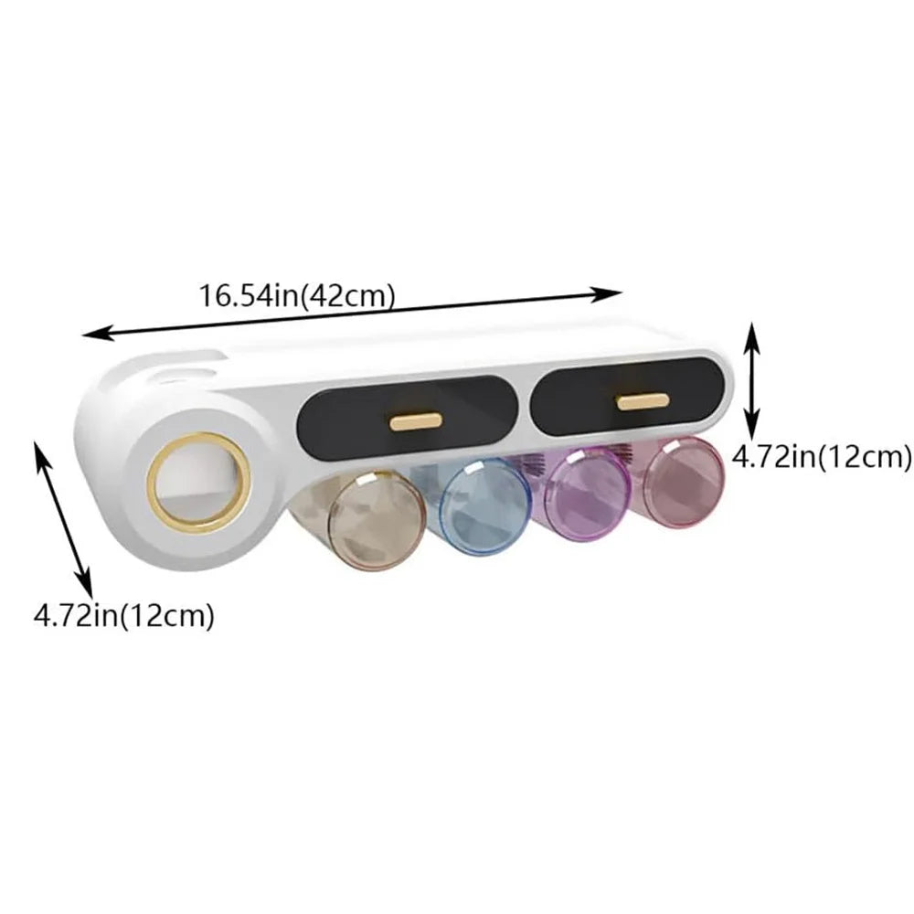 Wall Mounted Toothbrush Holder with Automatic Toothpaste Dispenser & Drawer