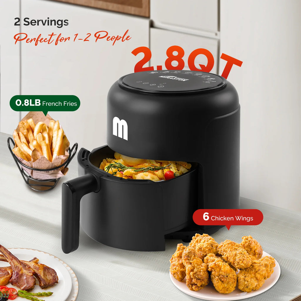 2.8QT Digital Air Fryer, Space-Saving Mini Personal Air Fryers, Nonstick Basket for Dishwasher-Safe, Fast Cooking