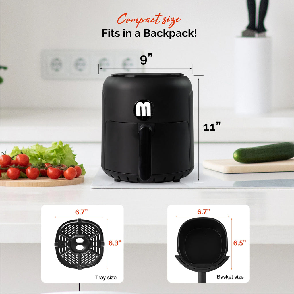 2.8QT Digital Air Fryer, Space-Saving Mini Personal Air Fryers, Nonstick Basket for Dishwasher-Safe, Fast Cooking