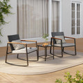 3 Pieces Rocking Patio Bistro Set with Anti-Scald Armrest, Outdoor Patio Wicker Furniture Set with Glass Table and Cushion