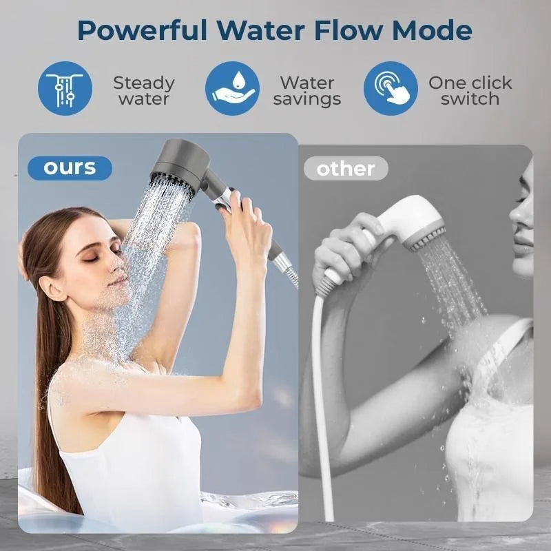 High Pressure 5 Filters(Included) Shower Head with Handheld 3 Spray Modes Anti Clog Nozzles and Detachable Hose