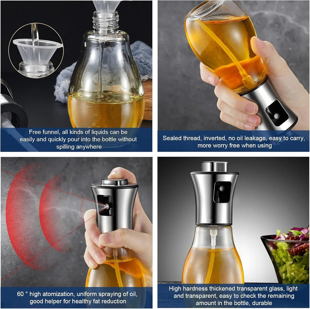 Cooking Oil Spray Bottle Fine Mist Sprayer For Your Favorite Cooking or Salad Oil With Stainless Steel Dispenser