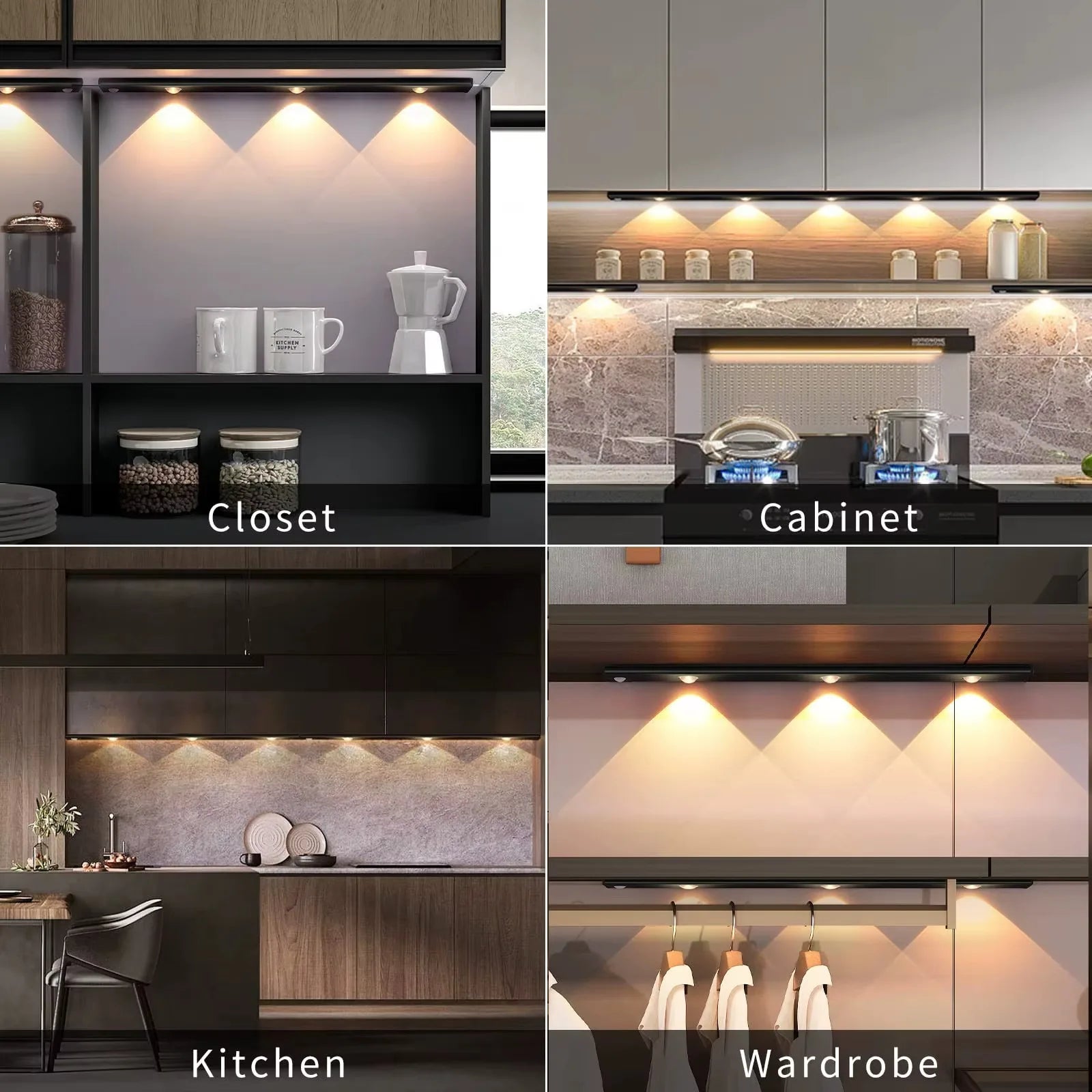 LED Ultra Thin Motion Sensor Night Light Wireless 3Color Dimmable For Multi-Rooms