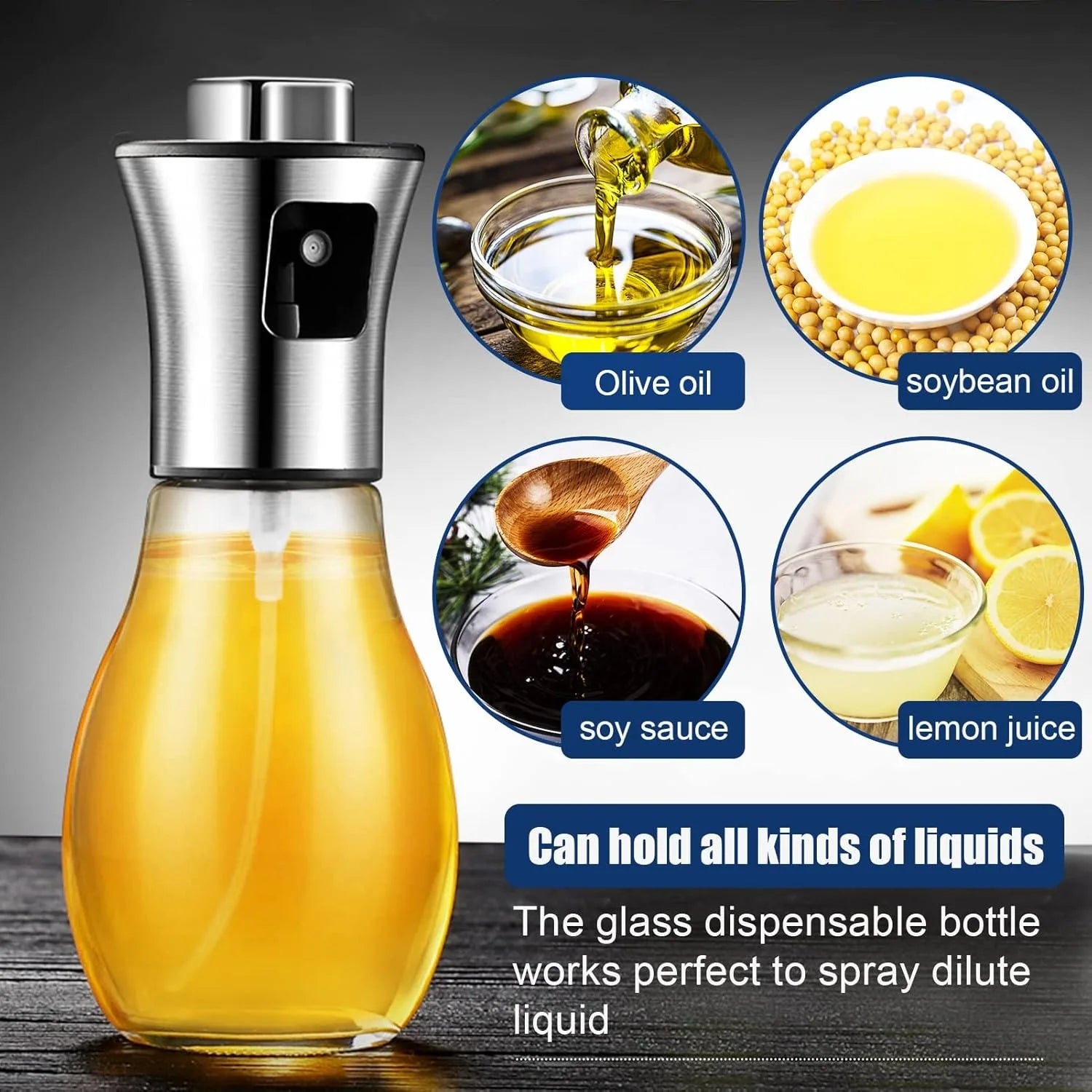 Cooking Oil Spray Bottle Fine Mist Sprayer For Your Favorite Cooking or Salad Oil With Stainless Steel Dispenser