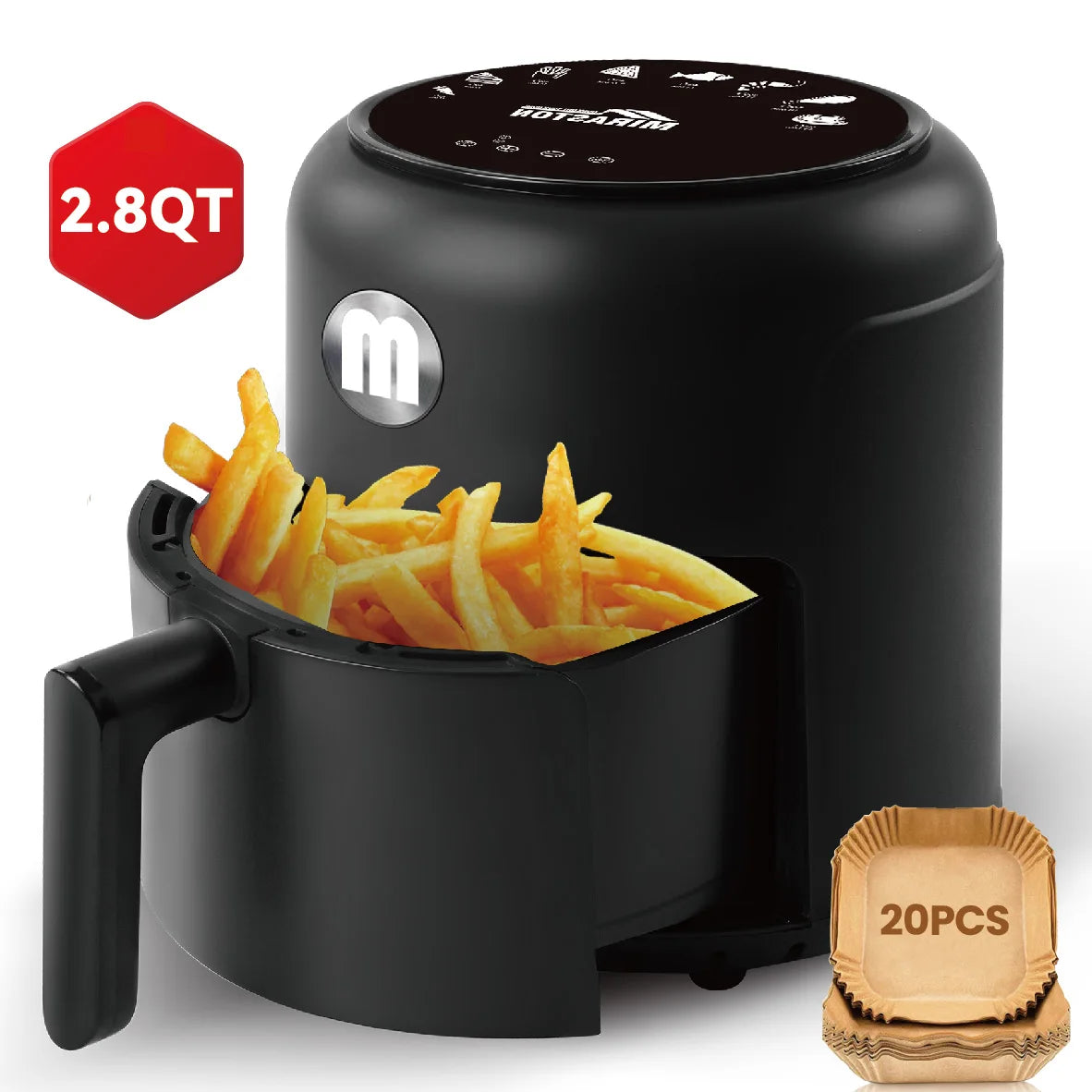 2.8QT Digital Air Fryer, Space-Saving Mini Personal Air Fryers, Nonstick Basket for Dishwasher-Safe, Fast Cooking