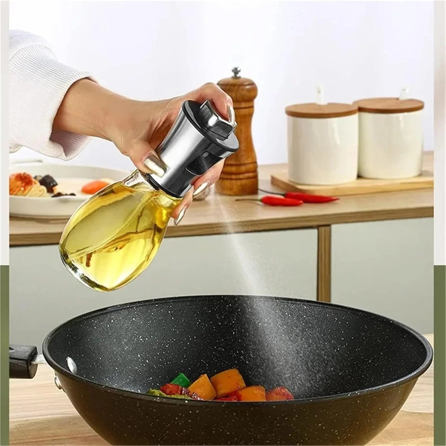 Cooking Oil Spray Bottle Fine Mist Sprayer For Your Favorite Cooking or Salad Oil With Stainless Steel Dispenser