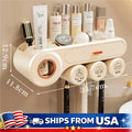 Wall Mounted Toothbrush Holder with Automatic Toothpaste Dispenser & Drawer