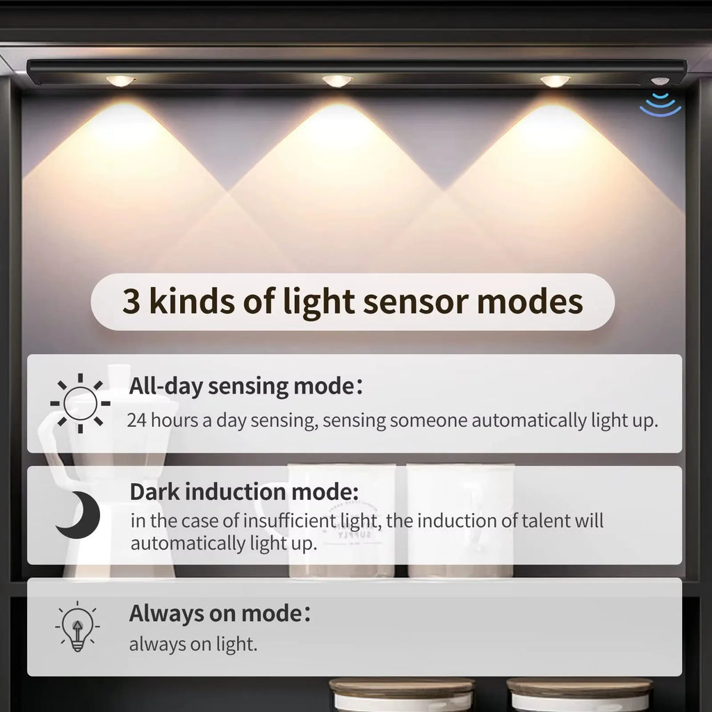 LED Ultra Thin Motion Sensor Night Light Wireless 3Color Dimmable For Multi-Rooms
