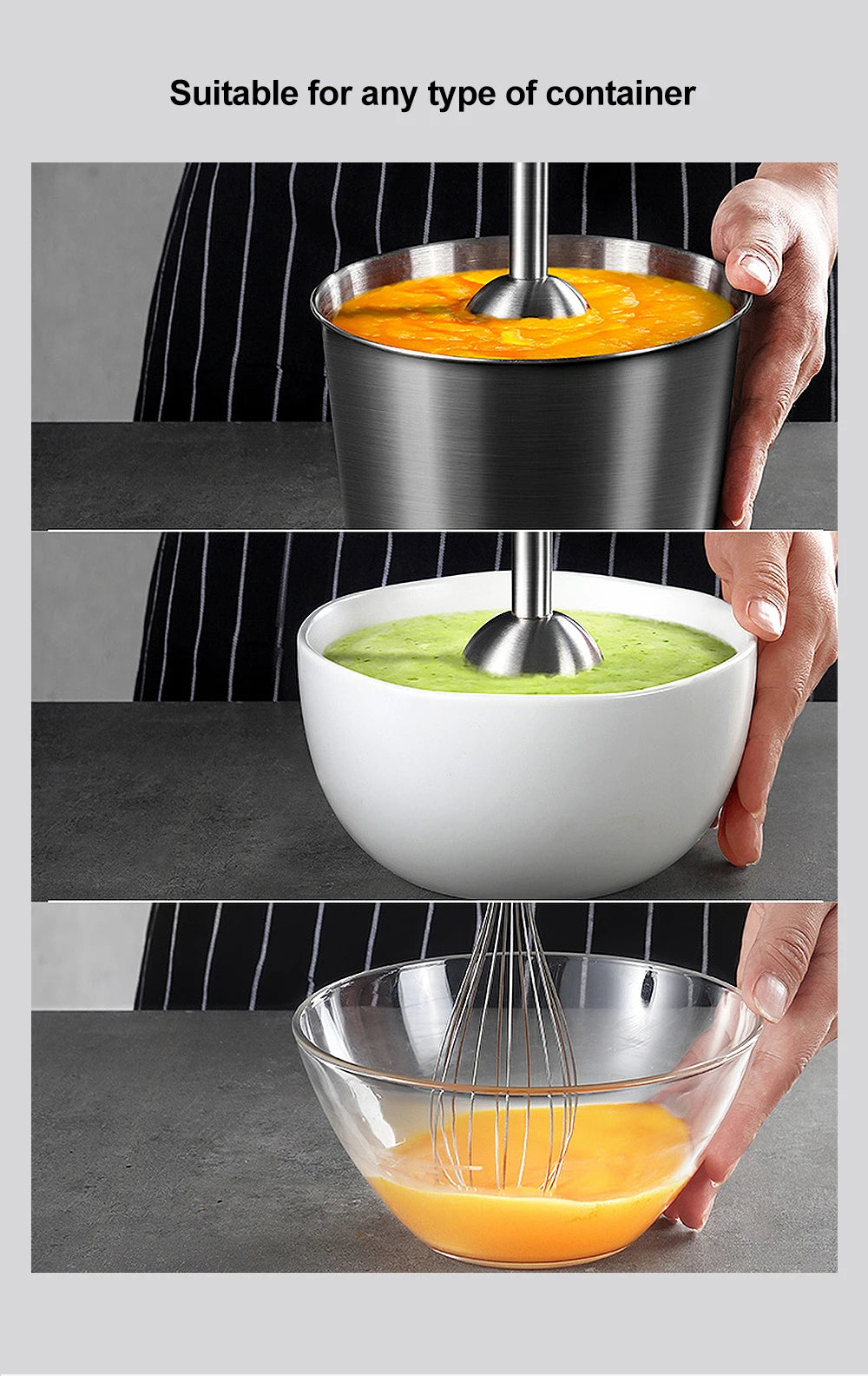 BioloMix 4 in 1 High Power Hand Immersion Stick With Chopper & Smoothie Cup & Stainless Steel Ice Blades