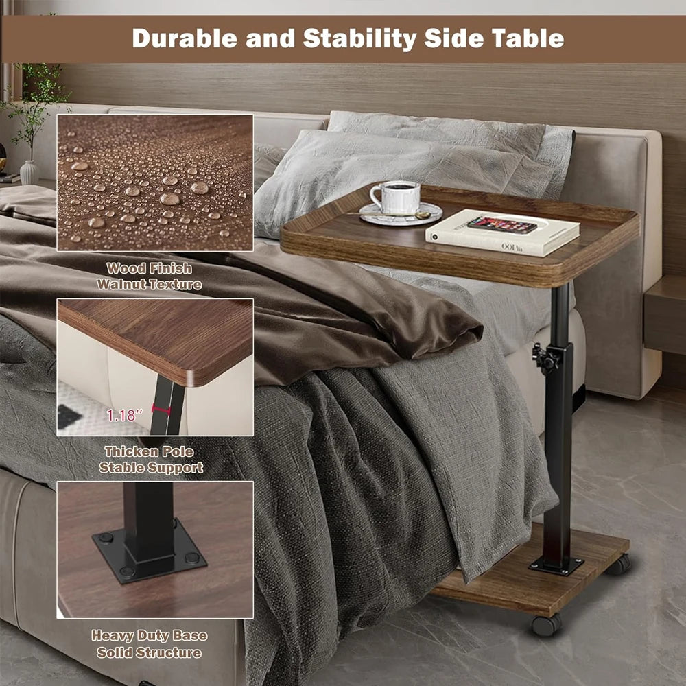 Adjustable Rolling Cart Multi-Purpose Table Tray