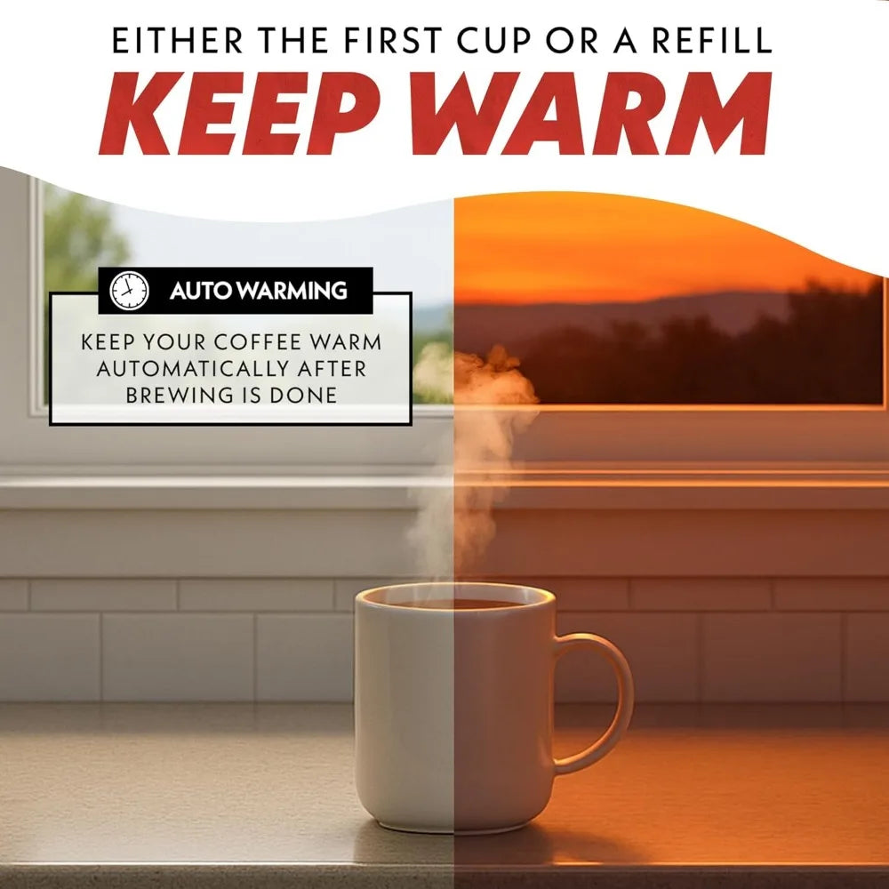 5 Cup, One-Touch Brew Coffee Maker with Pause & Serve Automatic Keep Warm, Stainless Steel Accents, Black