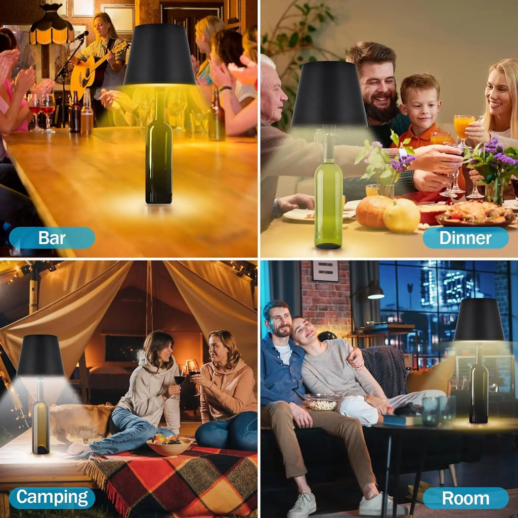 Wireless Bottle Table Touch Control Lamp With 3 Colors & Dimming Night Lamp