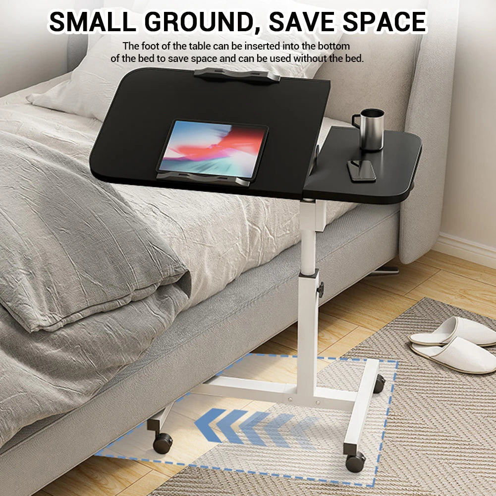 Movable Overbed Table With Wheels, Adjustable Height with Rolling Tray Table