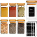 8oz Airtight Favorite Spice Glass Jars with Bamboo Lid & Black Labels