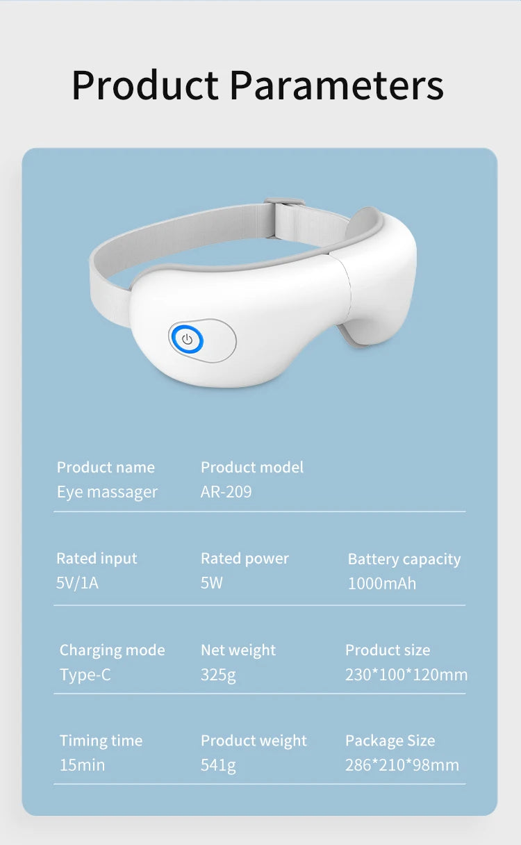 Folding Eye Massager Eye Mask with Heat and Bluetooth Music Airbag