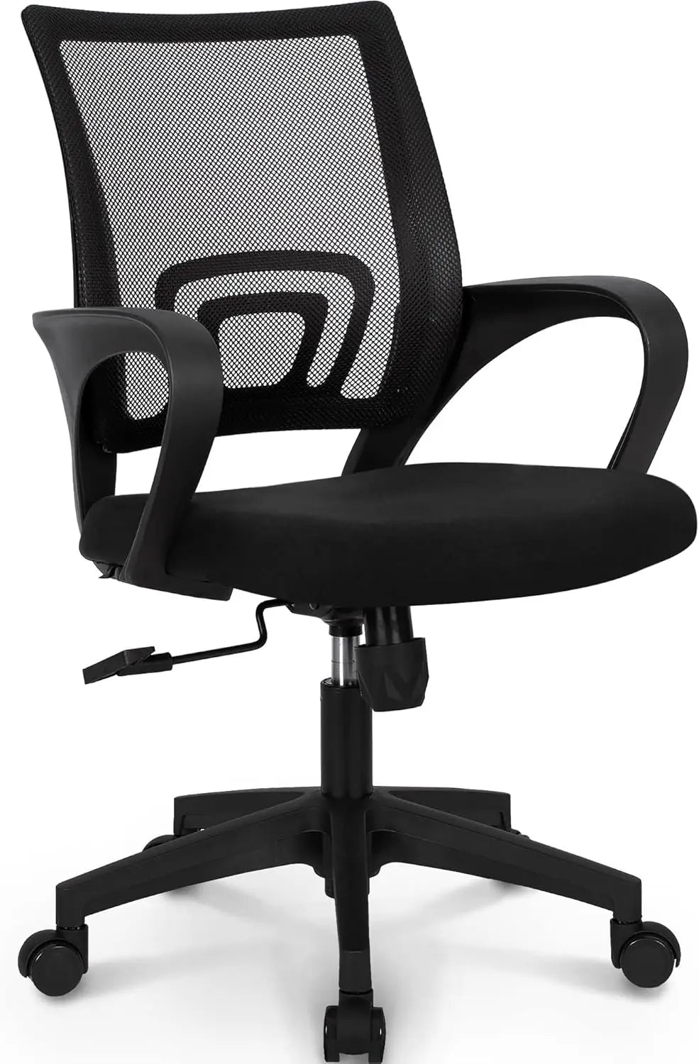 Black Mesh Office Chair Mid Back Lumbar Support Adjustable Height Swivel For Home Computer Desk Task