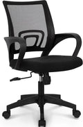 Black Mesh Office Chair Mid Back Lumbar Support Adjustable Height Swivel For Home Computer Desk Task