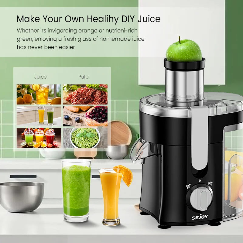 Compact Multi-Fruit Juicer, Juice Extractor Wide Mouth 3” Feed Chute With Centrifugal Extractor