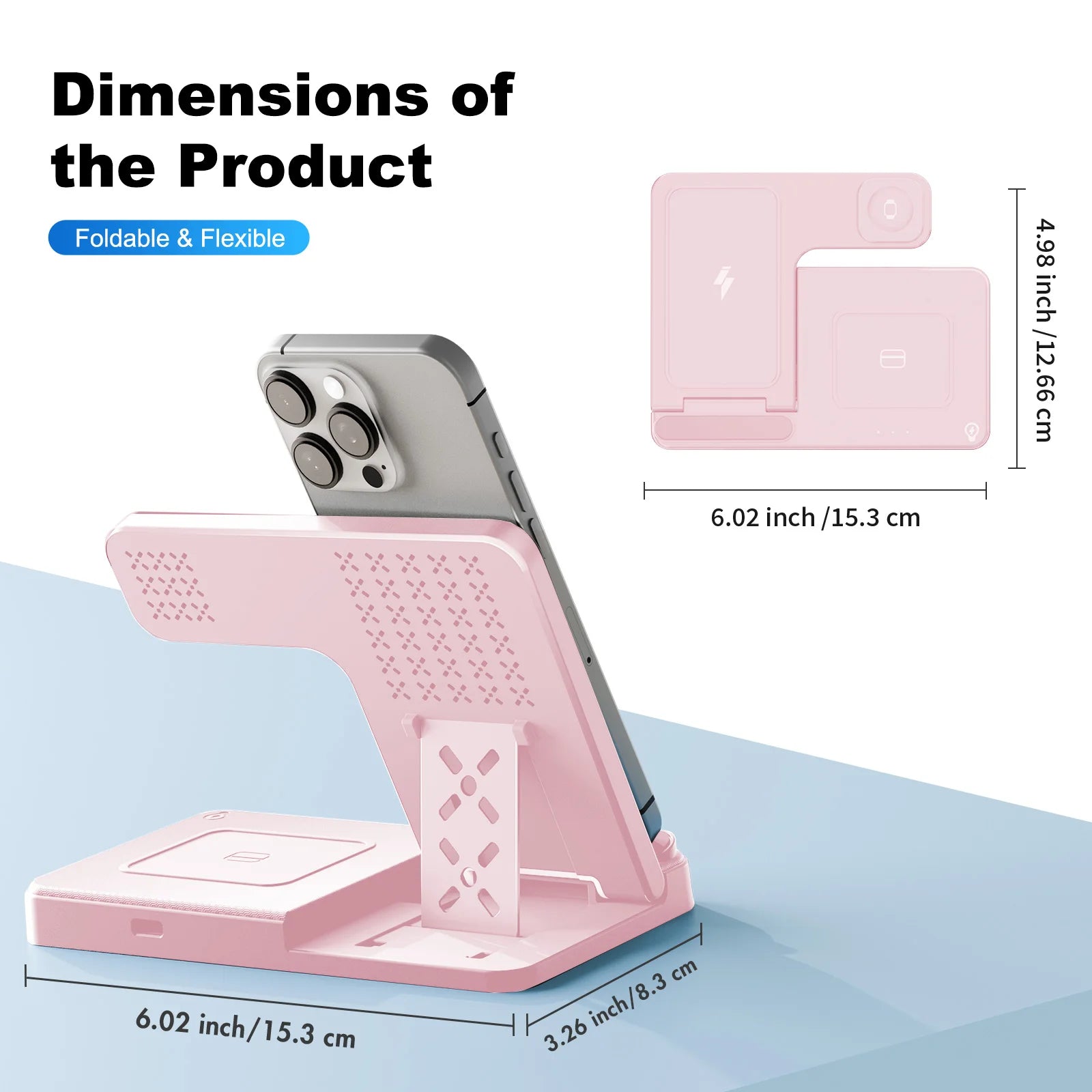 3 In 1 Magnetic Wireless Charger Stand 15W Fast Charging Dock Station Multiple Devices for iPhone