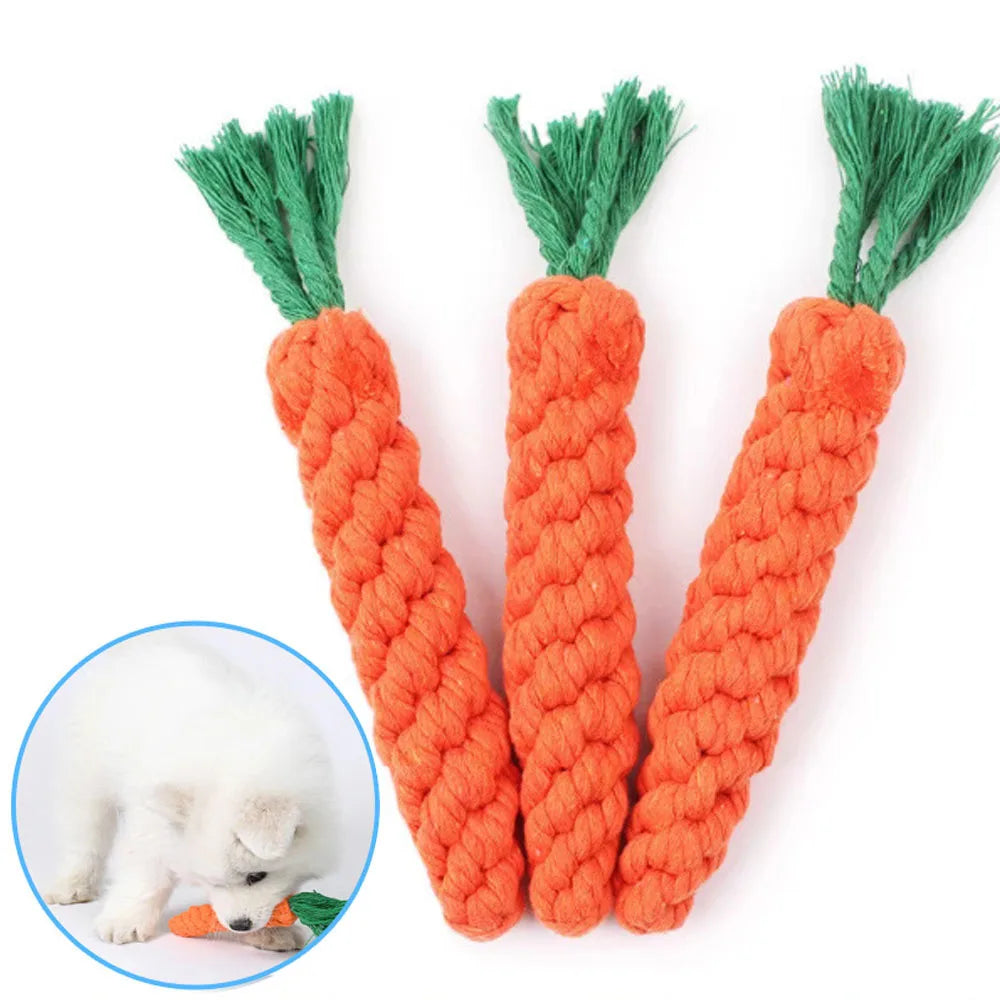 1Pcs Carrot Pet Dog Bite Chewable Braided Durable Cotton Rope