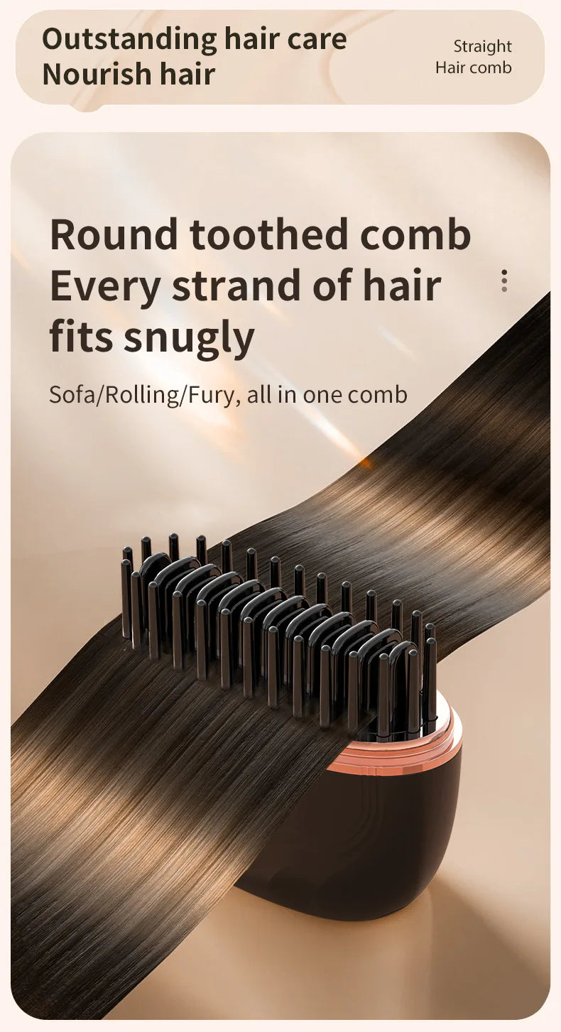 New Mini Portable Rechargeable Hair Straightener Brush With Anti-Scald Shell Cordless USB Charging
