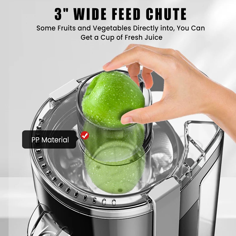 Compact Multi-Fruit Juicer, Juice Extractor Wide Mouth 3” Feed Chute With Centrifugal Extractor