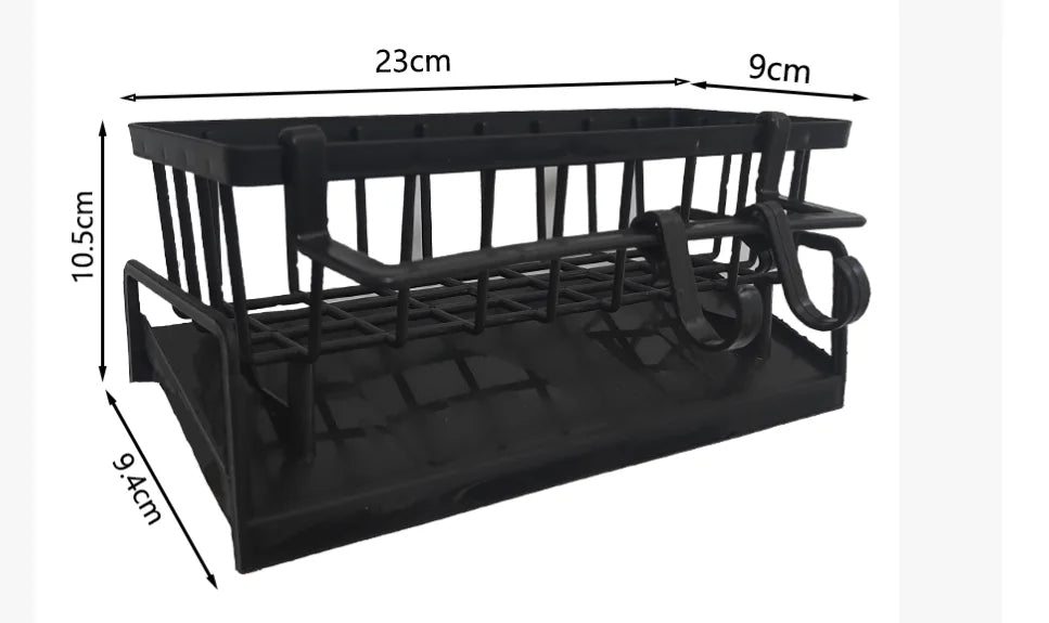 1Pc Multifunctional Plastic Kitchen Shelf With Hooks No-Punch Adhesive