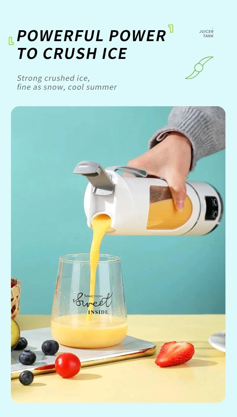 12 Blade Portable Fruit Juicer 450ml Capacity 3 Gears USB Rechargeable Blender Ice Crusher