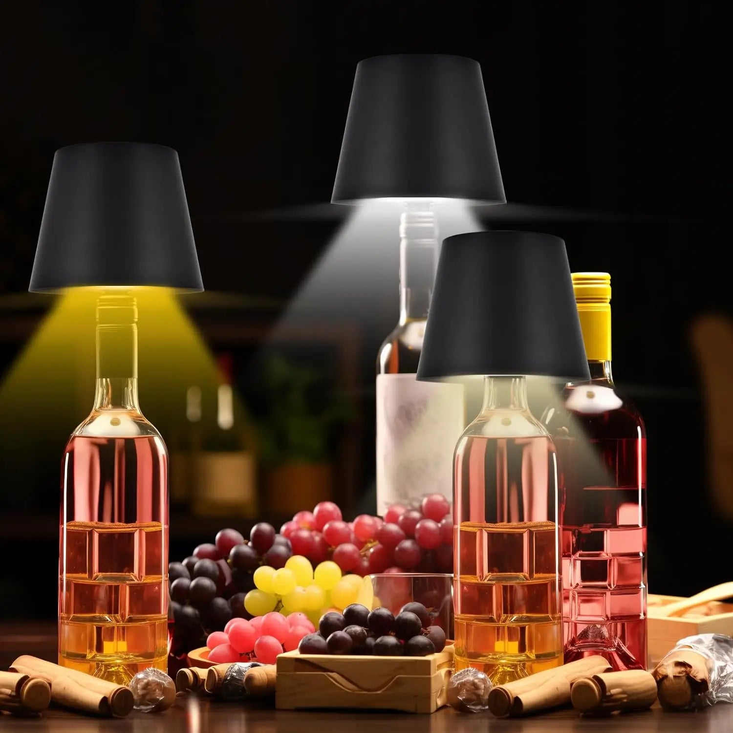 Wireless Bottle Table Touch Control Lamp With 3 Colors & Dimming Night Lamp