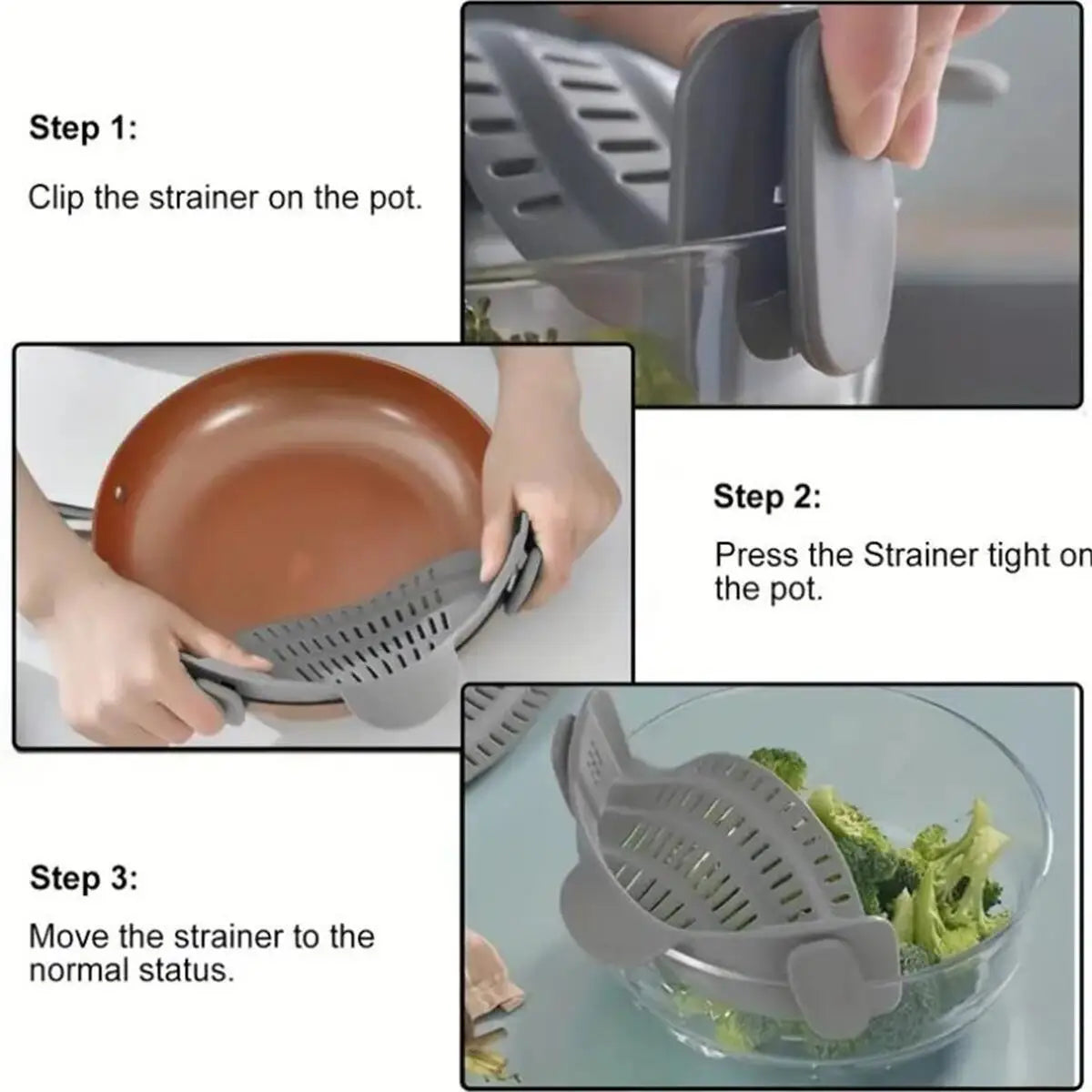 Adjustable Silicone Clip-On Strainer for Pots