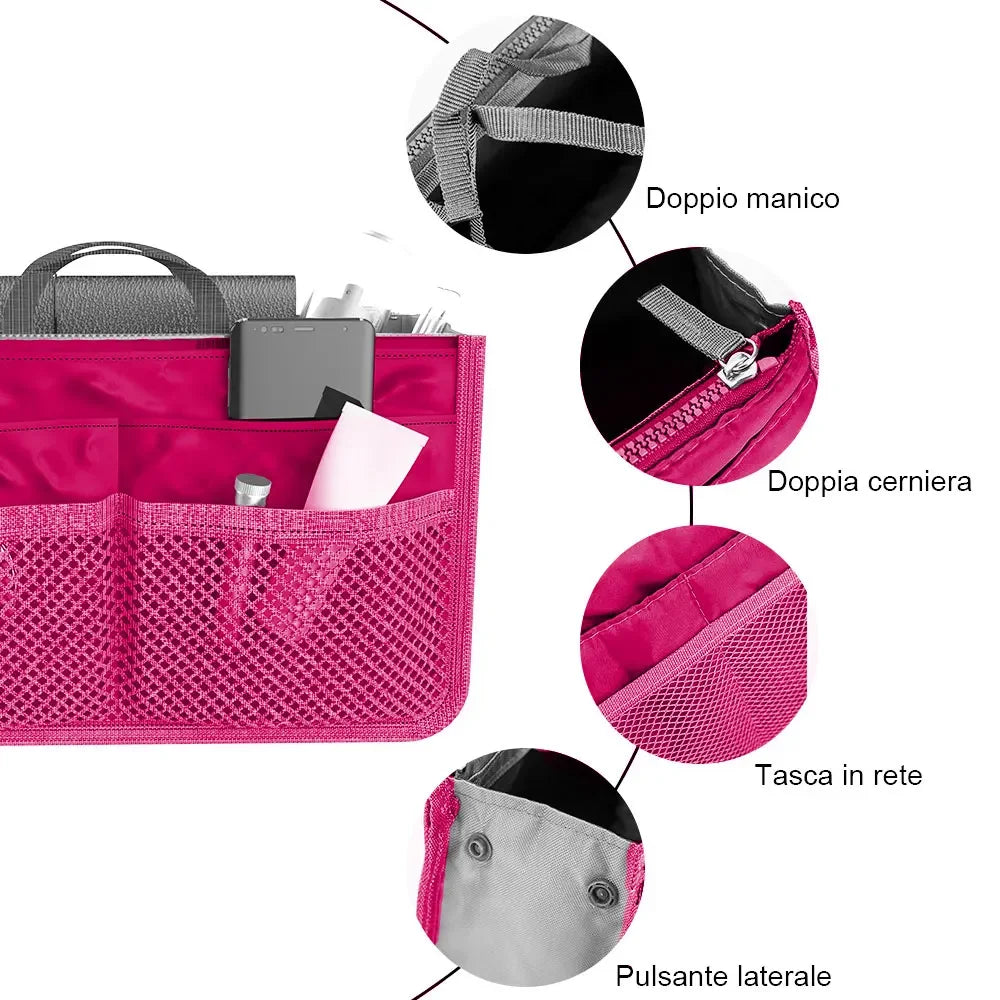 Women's Foldable Nylon Cosmetic Organizer Travel Large Capacity Handbag
