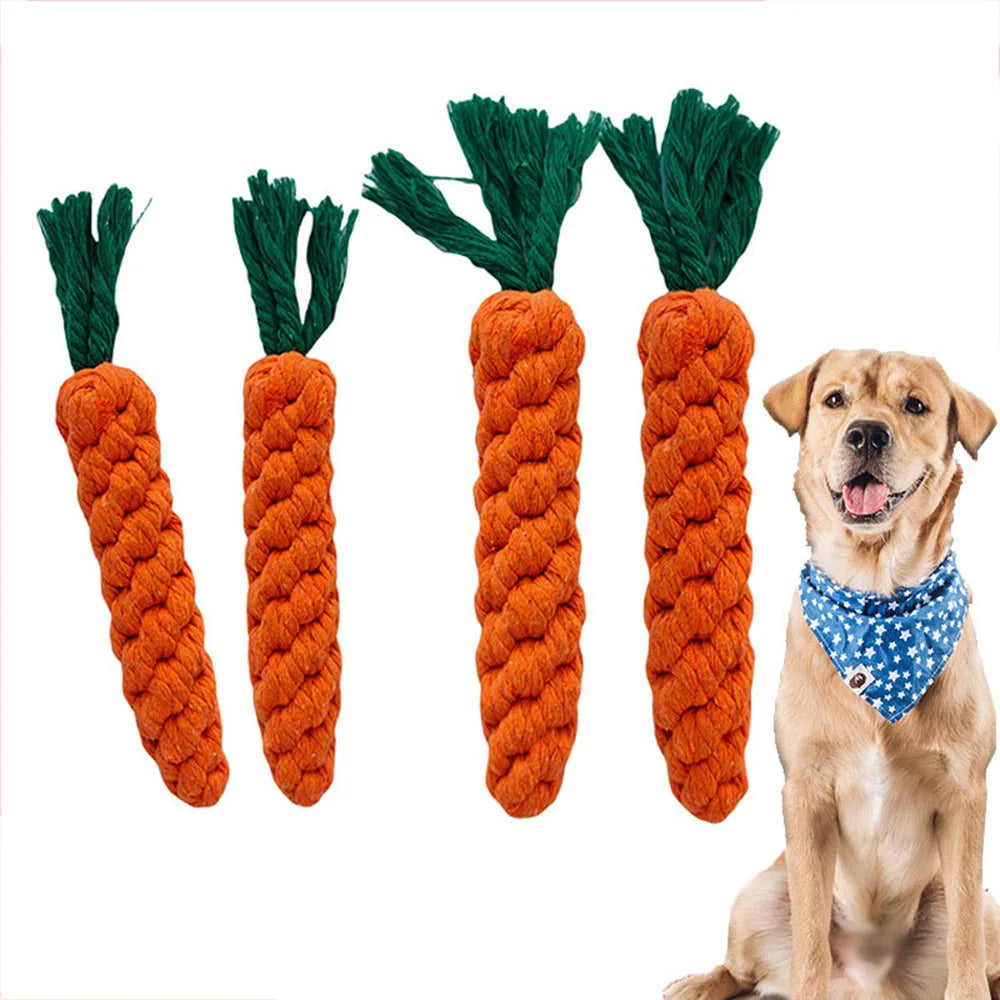 1Pcs Carrot Pet Dog Bite Chewable Braided Durable Cotton Rope