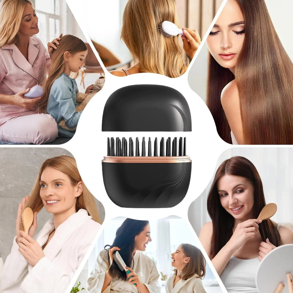 New Mini Portable Rechargeable Hair Straightener Brush With Anti-Scald Shell Cordless USB Charging