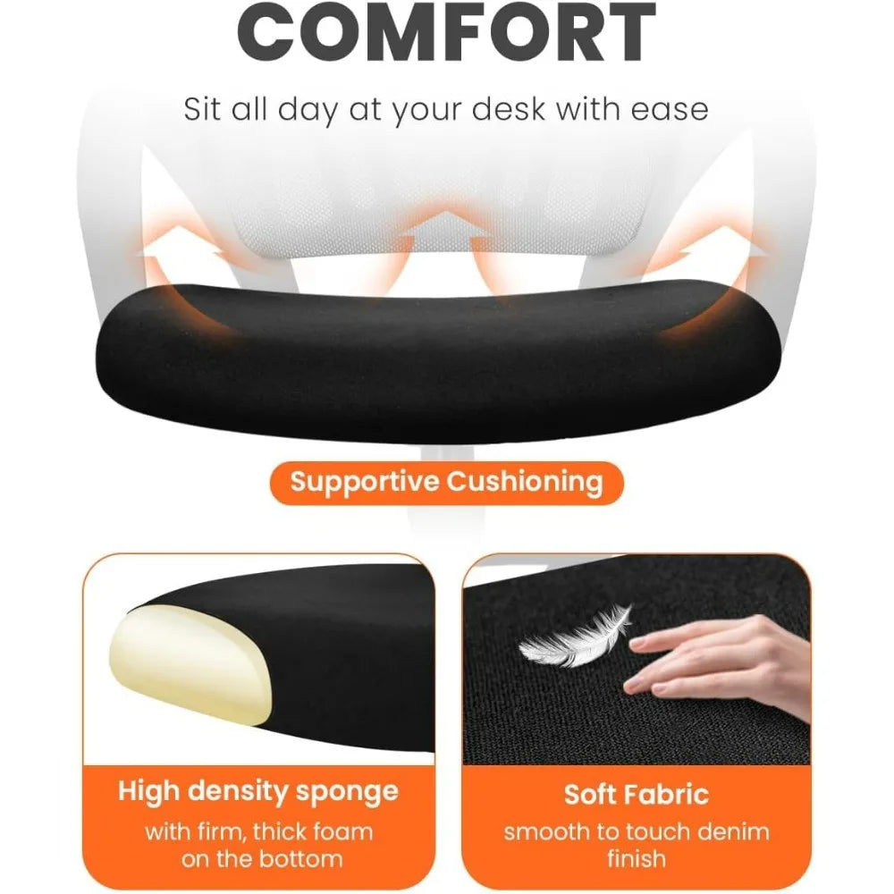 Black Mesh Office Chair Mid Back Lumbar Support Adjustable Height Swivel For Home Computer Desk Task