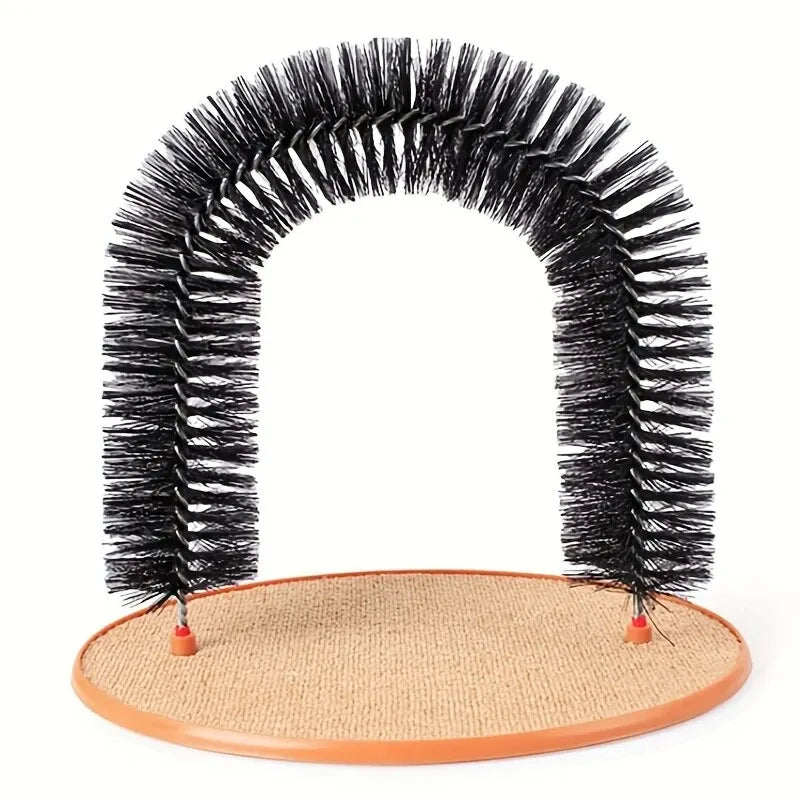 Cat Toy Arch Self Groomer and Pamper Feline with A Massage Grooming Rubbing Brush and Scratching Pad Toy