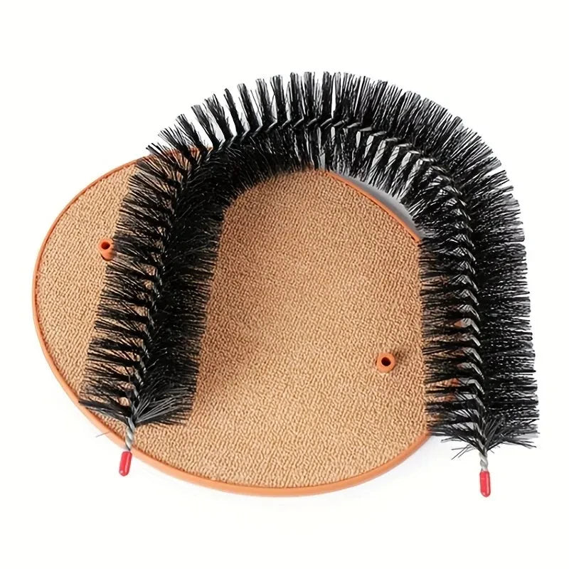 Cat Toy Arch Self Groomer and Pamper Feline with A Massage Grooming Rubbing Brush and Scratching Pad Toy