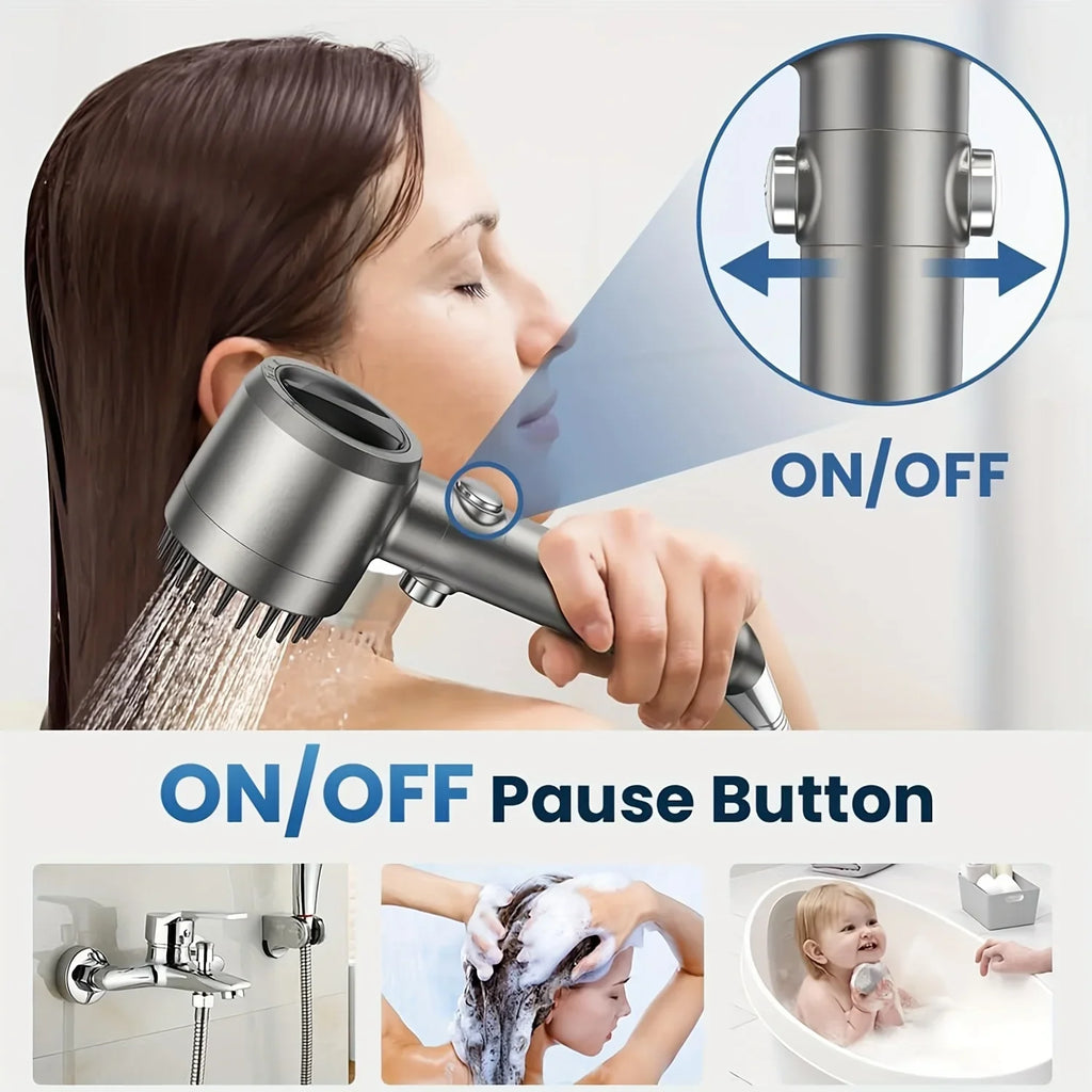 Turbo Charged Multiple Spray Modes Handheld Filter Shower Head With On/Off Switch