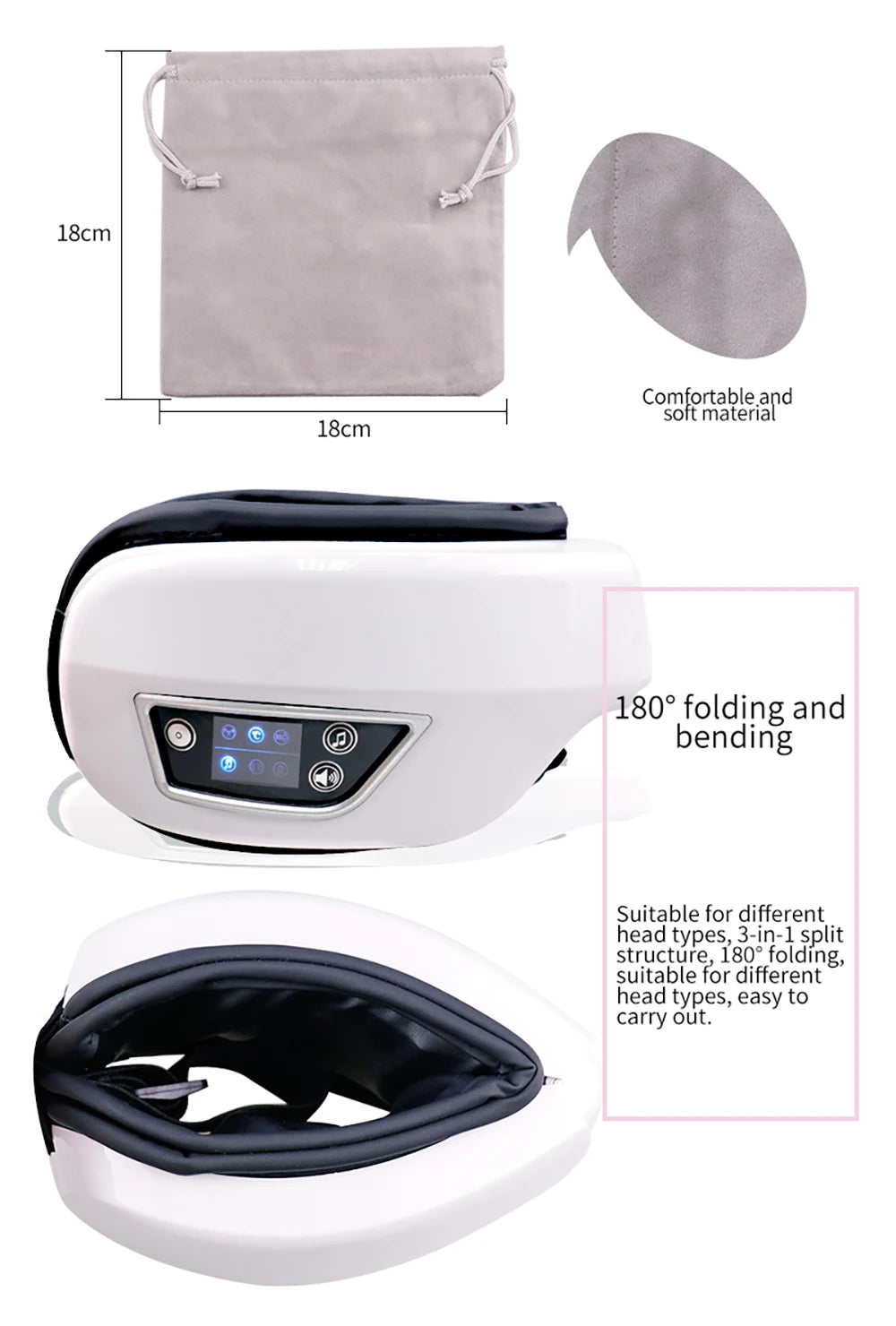 6D Smart Eye Vibrating Massager, Airbag Compress Eye Care, Bluetooth Music Ready