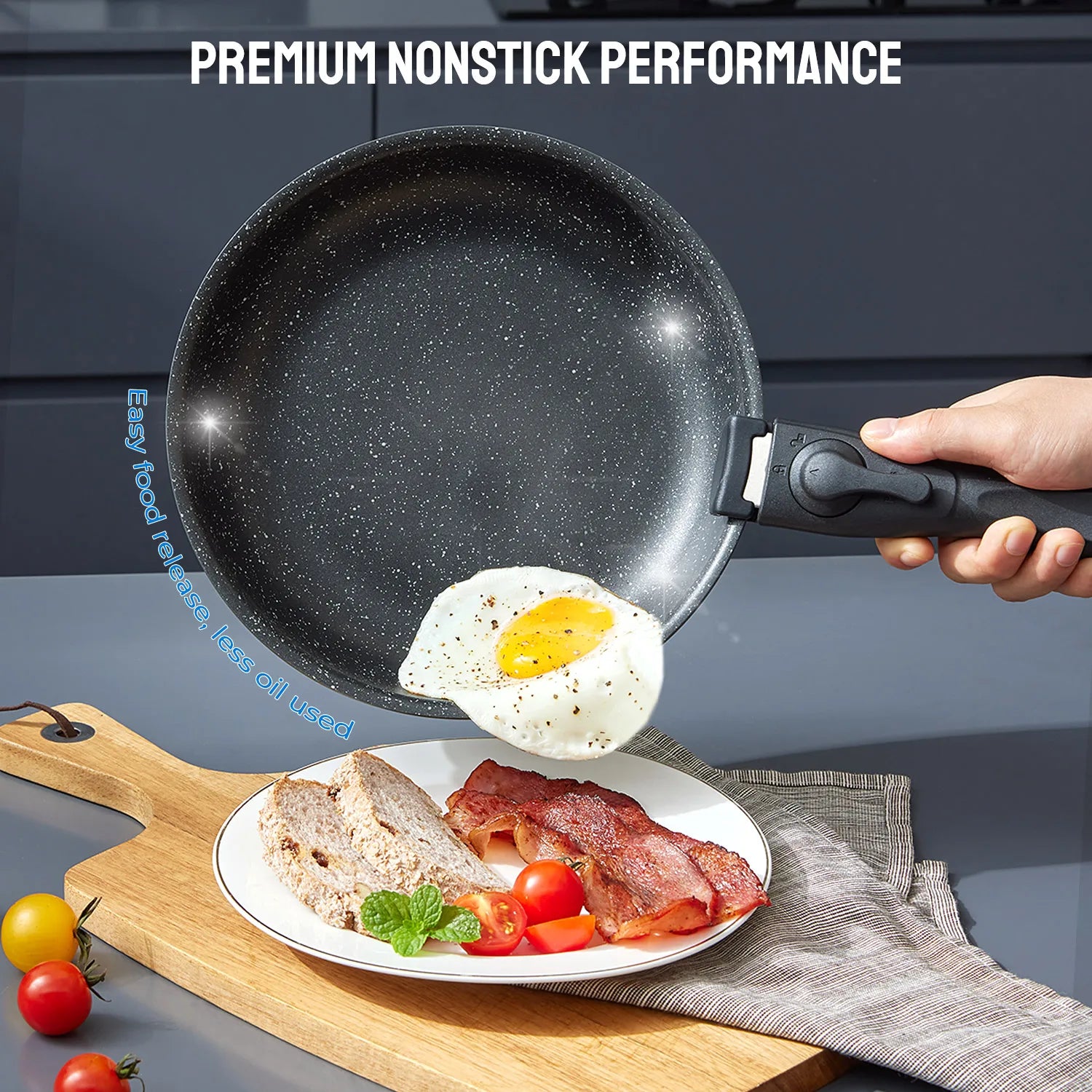 Induction Cookware Set 10 Pieces, Nonstick Pots and Pans Set with Removable Handles Stackable Design, Dishwasher