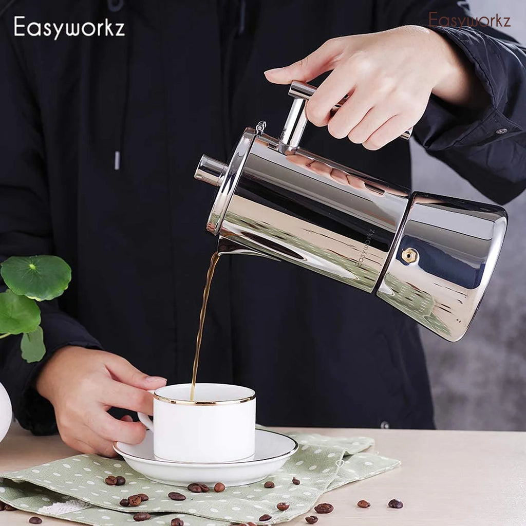 Stovetop Stainless Steel Italian Espresso Maker & an Induction Coffee Machine