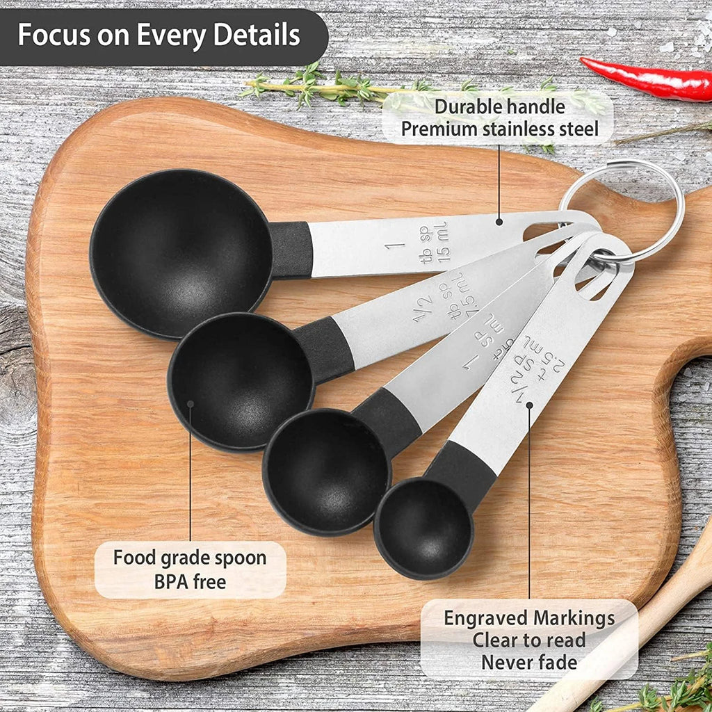 8pcs Stackable Nesting Measuring Cups & Spoons Set With Stainless Steel Handle