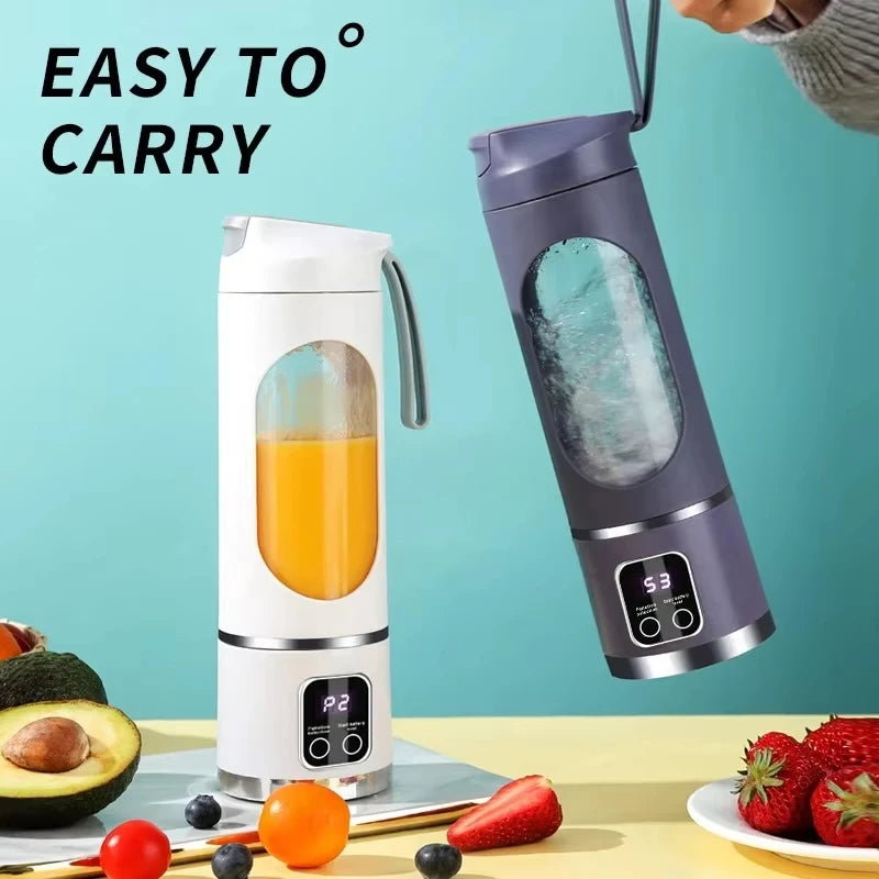 12 Blade Portable Fruit Juicer 450ml Capacity 3 Gears USB Rechargeable Blender Ice Crusher